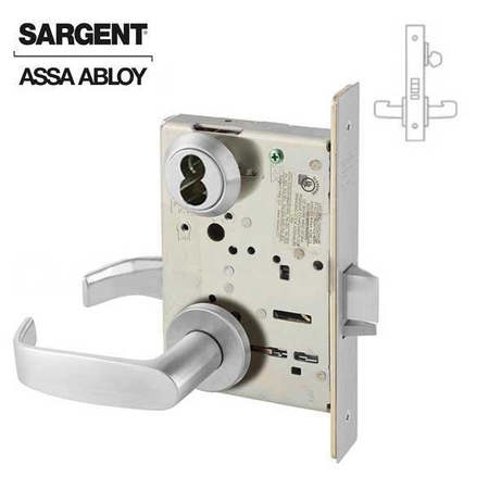 SARGENT 8200 Series Mortise Lock Mechanical Classroom Lock to accept SFIC Core LN Trim L Rose Satin Chrome P SRG-70-8237-LNL-26D